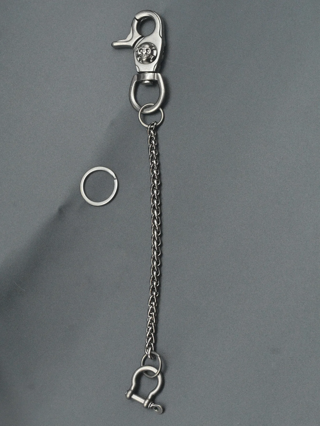 Punk 10ins Short Gunmetal biker Jeans Wallet Snake Chain Keychain Metal Skull Buckle Clips Snap Hoop Belt Chain car keychain
