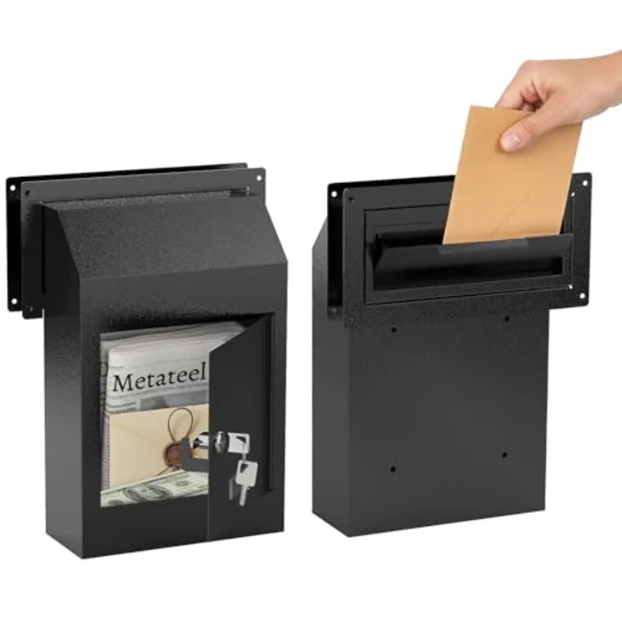 

Through-The-Door Drop Box Drop Deposit Mailbox with Slot Catcher Heavy Duty Steel Mailbox with Lock for Secure Storage of Lette