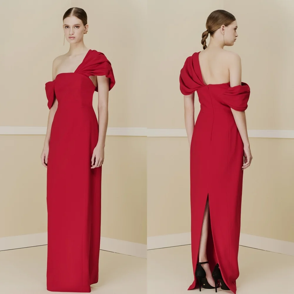 

Customized High Quality Modern Style Jersey Pleat Ruched Draped Straight Off-the-shoulder Long Dresses Bespoke Occasion Dresses