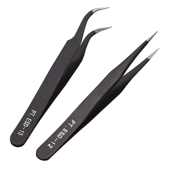 스테인레스 스틸 트위저 속눈썹 핀셋 네일 아트, 아크릴 젤, 라인스톤 니퍼, 피킹 네일 아트 장비, 매니큐어 도구, 2 개 