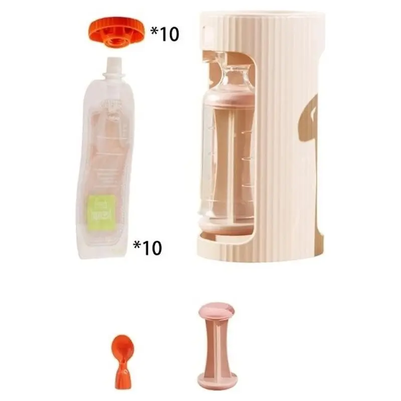 WOWFU-1Set Baby Foods Pouch Dispenser Set - Includes 10 Reusable Pouches With Spouts And Leak-Proof Caps