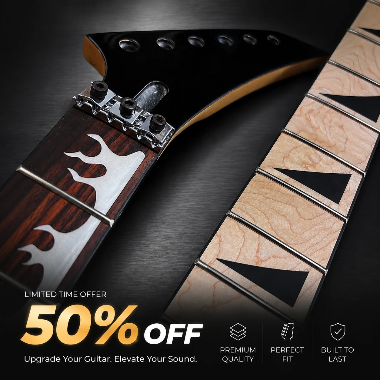Guitar Neck Maple Headstock Rosewood Fretboard 14'' Radius 22 Frets Adjustable Truss Rod for Electric Guitar Parts