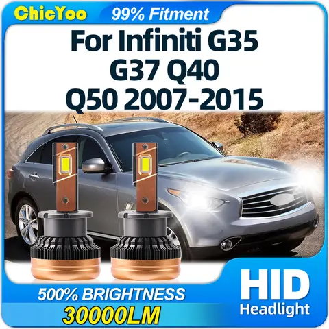 LED 자동차 헤드라이트 HID 전구, 자동차 크세논 조명, 인피니티 G35, G37, Q40, Q50, 2007-2013 2014 2015, 12V, 6000K, 캔버스 오류 없음, 30000LM