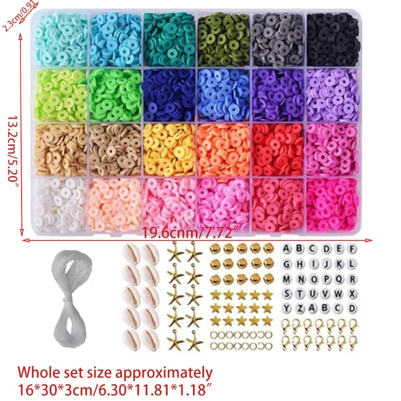 5400Pcs 24 Colors Loose Beads for DIY Jewelry Making Craft Bracelet Necklace Costume Accessories