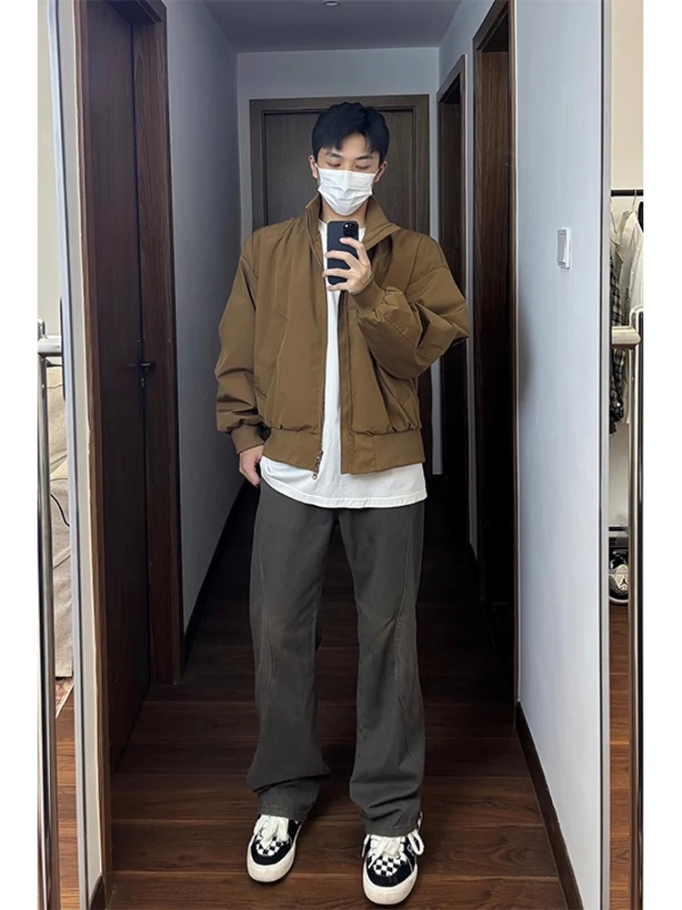 

Мужская куртка-бомбер Cleanfit из утепленного хлопка с воротником-стойкой, зимняя, приталенная, с длинными рукавами, теплая