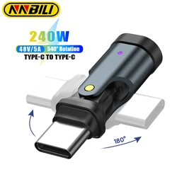 NNBILI 5A Type C to C OTG Adapter 240W 180° Fast Charging Cable Adapter USB-C Male To Female Converter For Macbook PC Samsung ﻿