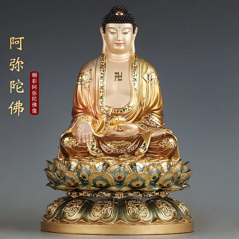 Taiwan enamel pure copper Amitābha Buddha statue The Three Treasures statue Bhaisajyaguru  household decorat