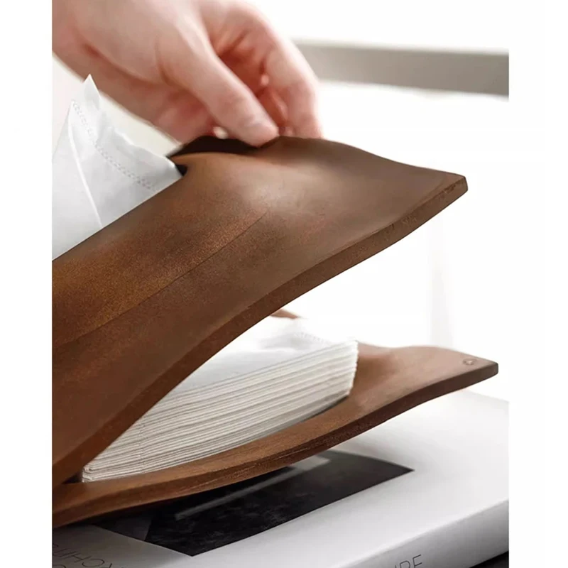 Desktop Walnut Wooden Tissue Box Luxury Home Living Room Decoration Napkin Case Cover Bar Restaurant Table Paper Tissue Holder