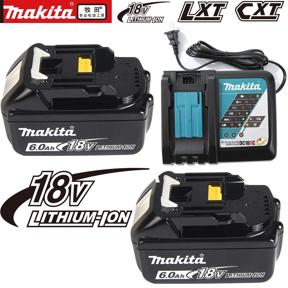 Makita-100% Original Rechargeable Power Tool Battery, Replaceable LED Lithium-ion, 6.0 Ah 18V LXT BL1860B BL1860BL1850 BL1830