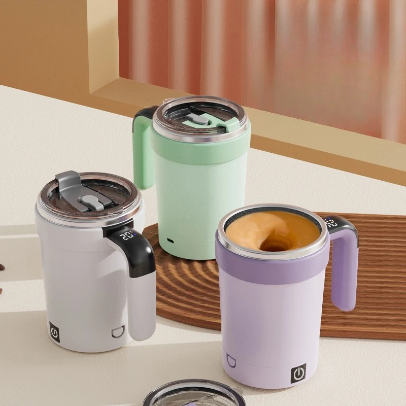 Magnetic Automatic Stirring Cup,Intelligent Temperature Measurement,  Electric Portable Coffee Milkshake Cup Fitness Thermos