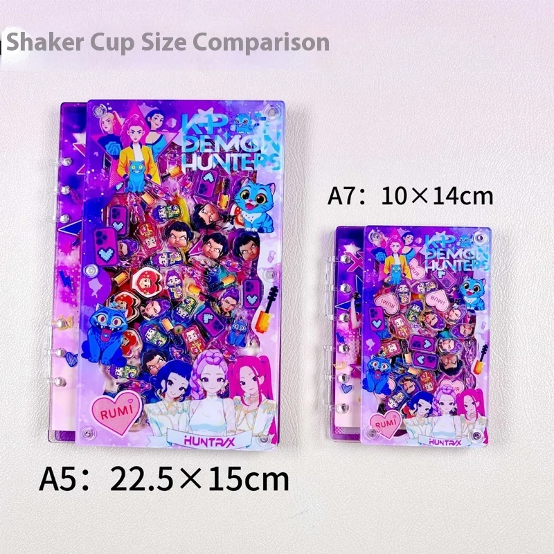 สมุดโน้ตอะคริลิคแบบสั่นได้ลาย KPop Demon Hunters สมุดโน้ตแบบใบหลุด สมุดบันทึกการ์ตูนน่ารัก DIY สร้างสรรค์แบบสั่นได้