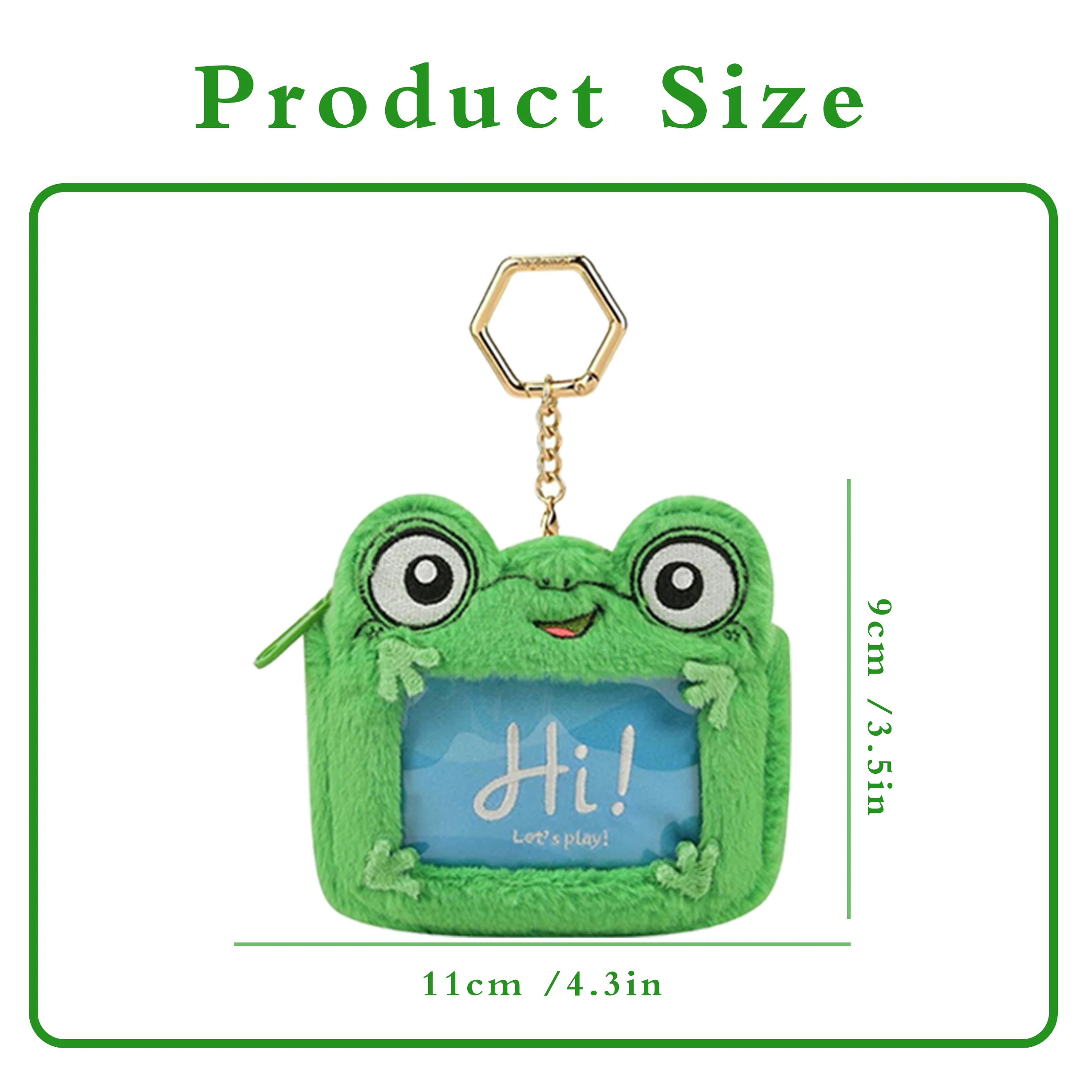 Toy Story 5 Cute Green Frog Plush Coin Purse, Cartoon Frog Mini Zipper Wallet with Keychain, Portable ID Card Holder Pouch for view 3