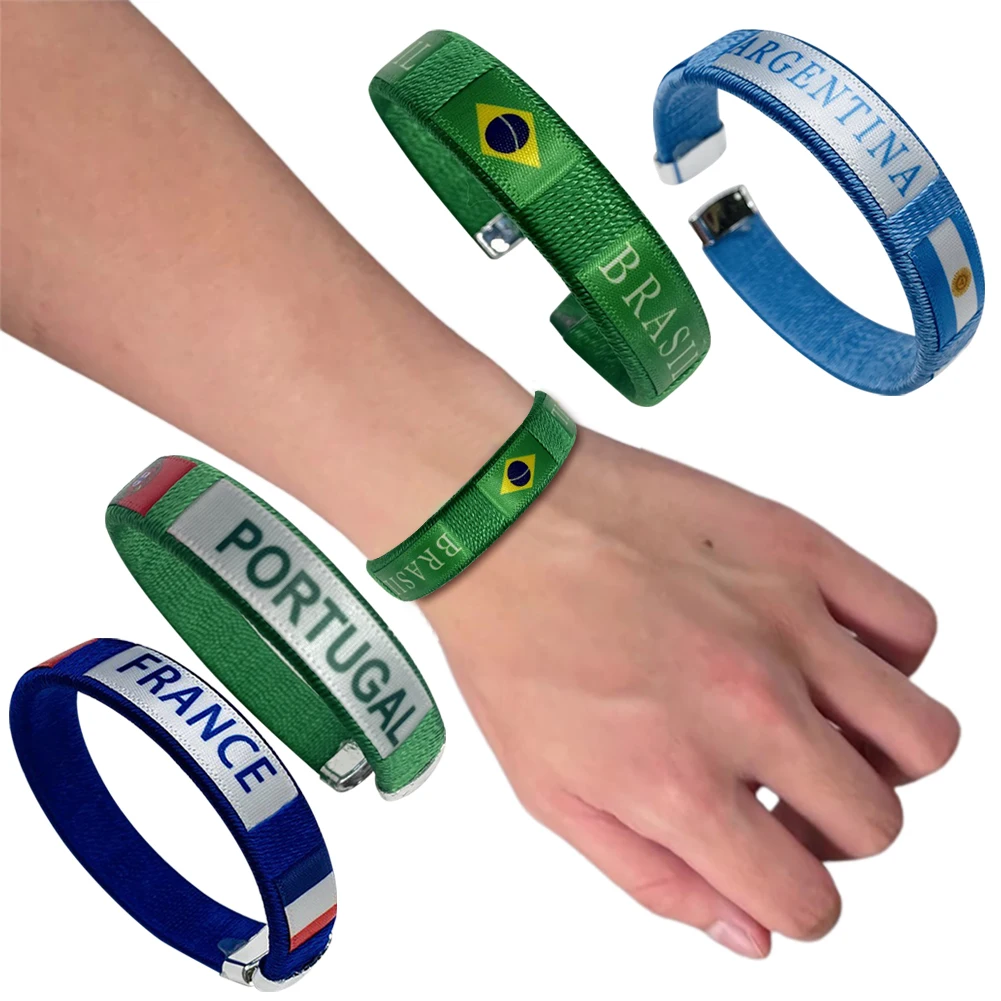 1/2PCS National Flags Bangle Diameter 65mm Sport Friendship Bracelet Fashion Football Fans Wristband for Football Match Cheering