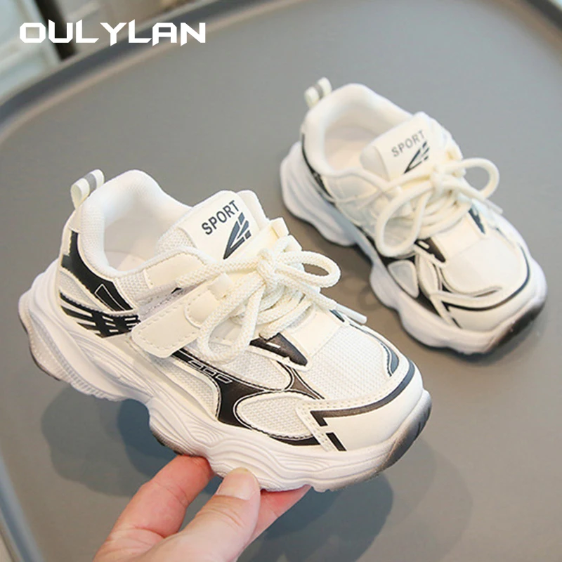 Sepatu olahraga anak bayi laki-laki perempuan, sneaker lari kasual jala bernafas luar ruangan 24-35