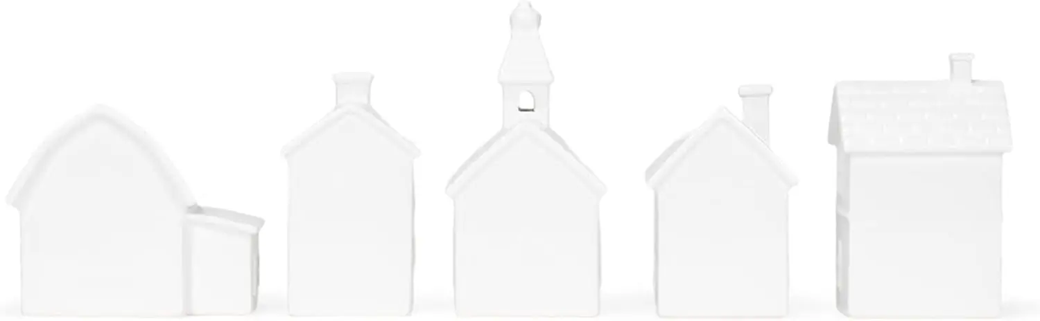 Juego de estatuillas de porcelana Winter Village con luces LED, 11 piezas para decoración de mesa navideña