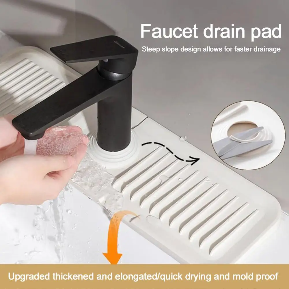 Kitchen Silicone Faucet Mat Water Ripples Faucet Water Pad Splash Sink Large Protector Bathroom Mat Catcher Countertop H3s4