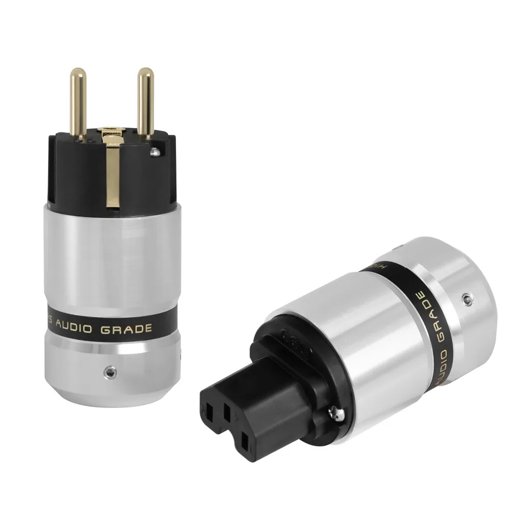 Imagem -02 - Banhado a Ouro Schuko Plug Power Iec Conector Faça Você Mesmo Mains Cabo de Alimentação Hi-end