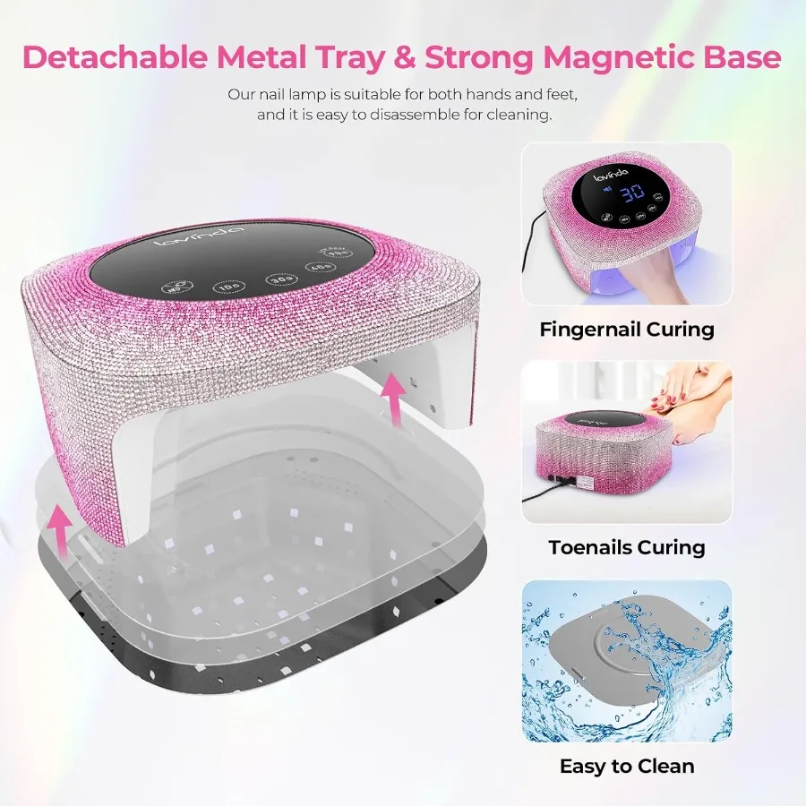 UV Nail Lamp 54W UV Light for Gel Nails with Rhinestones Plugin UV LED Nail Lamp Nail Light Fast Curing Lamp Nail Dryer for Gel