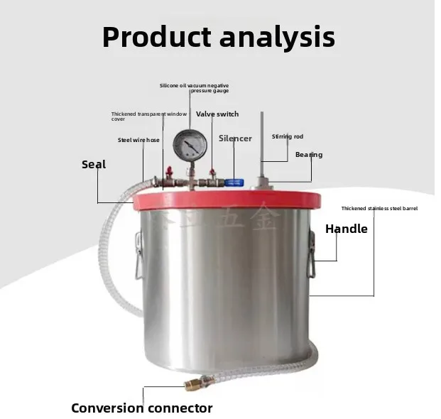 3L Stainless Steel Vacuum Degassing Chamber 20cm Epoxy Resin Degassing Bubble Remover with Acrylic Lid