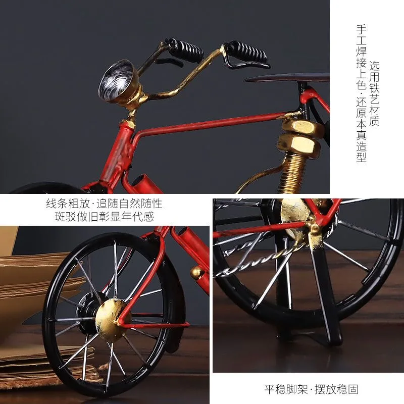 New Vintage Iron Art Simulation Bicycle Crafts Small Decoration Creative Home TV Cabinet Wine Cabinet Decoration Ornaments Gift