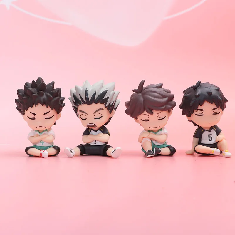 4 Stück Brandneue Niedliche Actionfiguren Haikyuu!! Schlafende Figuren Iwaizumi Hajime Akaashi Keiji Oikawa Tooru Kotaro Bokuto Modellfiguren