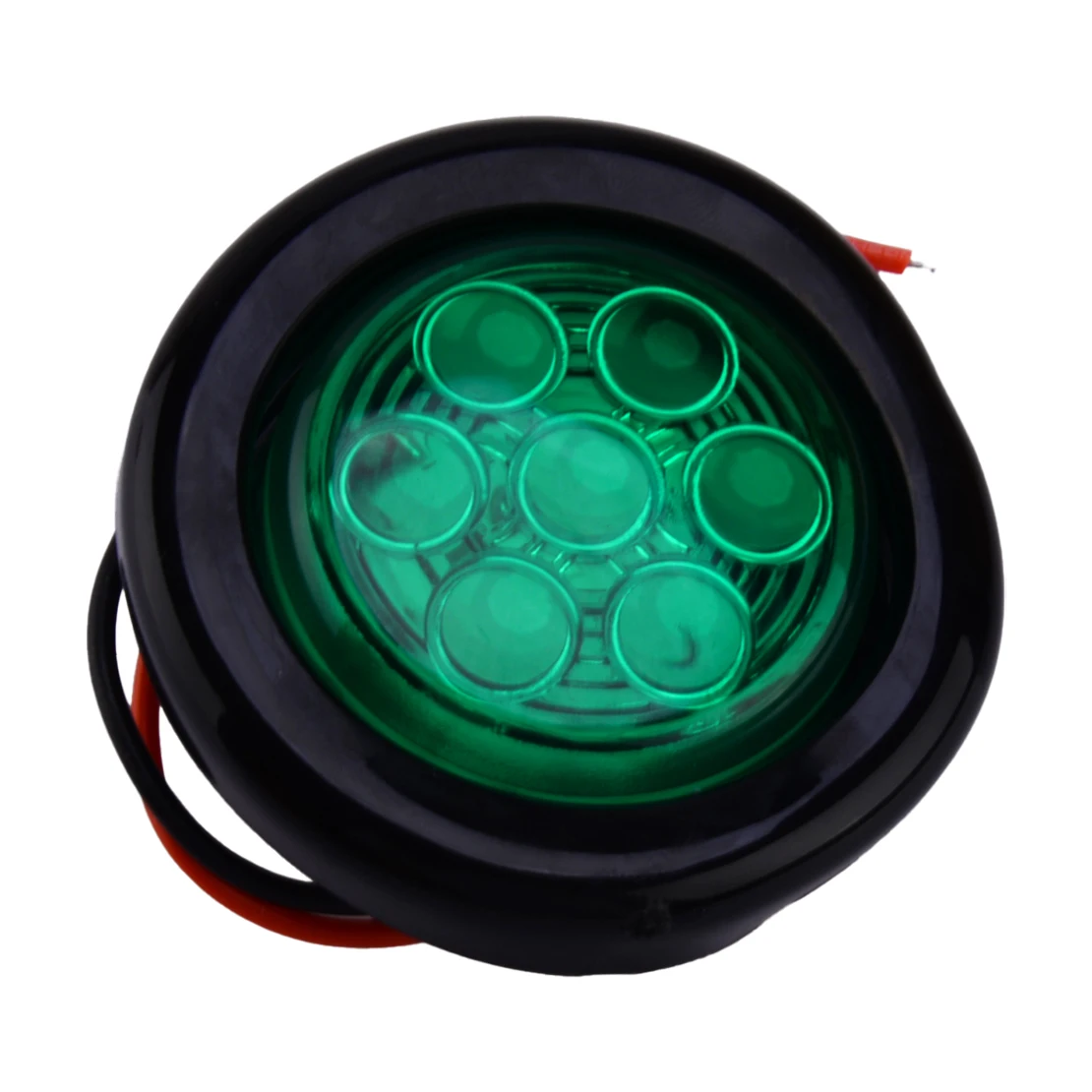 Green 2 inch 7-LED Round Truck Trailer Side Marker Lamp Clearance Tail Light 12V Universal for Boat Trailer Truck RV UTV Caravan