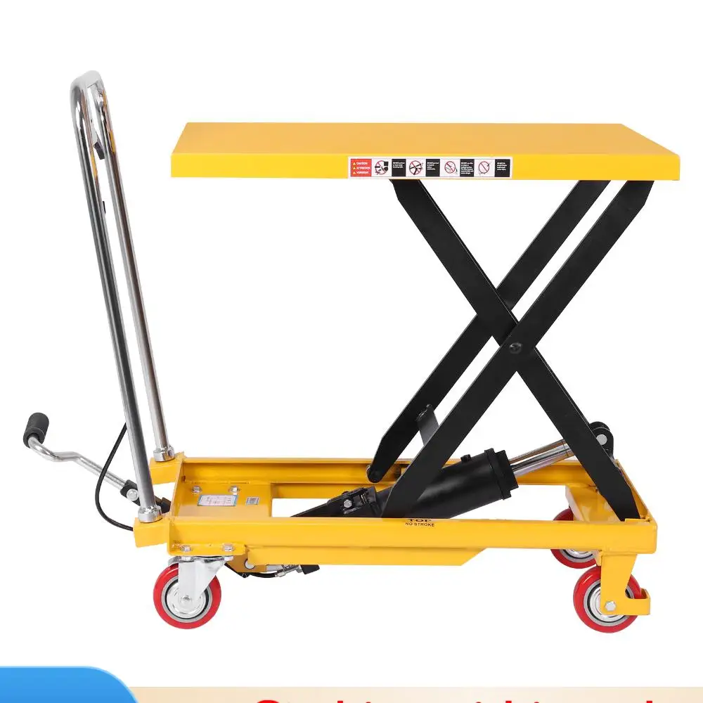 

Электрическая тележка-подъемник с ручным одинарным ножничным подъемником и противоскользящими накладками для перемещения материалов