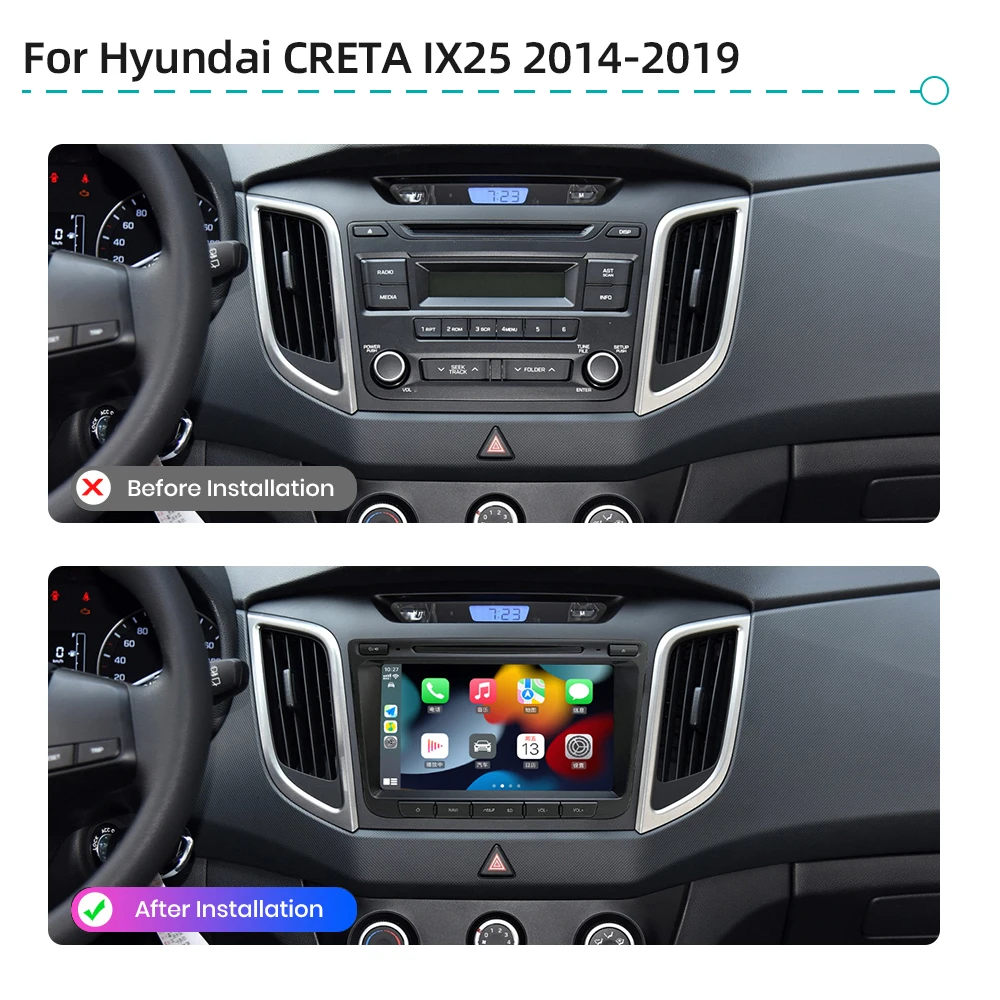 Android 13.0 Car Multimedia Player GPS Navigation Car Radio For Hyundai CRETA IX25 2014-2019 CarPlay 4G WiFi Bluetooth Head Unit