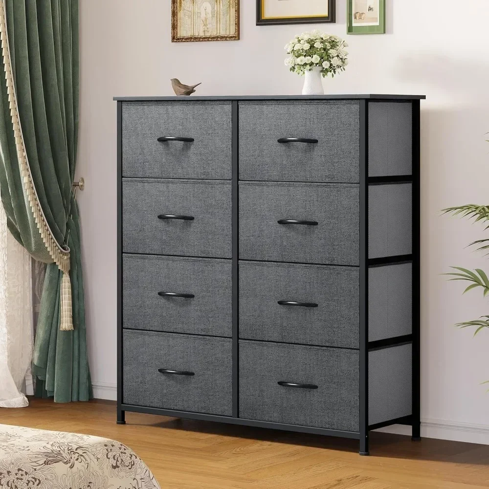 Storage Tower with 8 Drawers, Fabric Dresser, Organizer Unit for Bedroom, Living Room & Closets - Sturdy Steel Frame