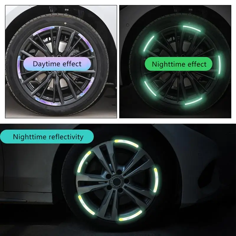 Personalized And Creative Colorful Car Wheel Reflective Stickers, Tire Warning Stickers, Glow-in-the-dark Decorative Car Decals