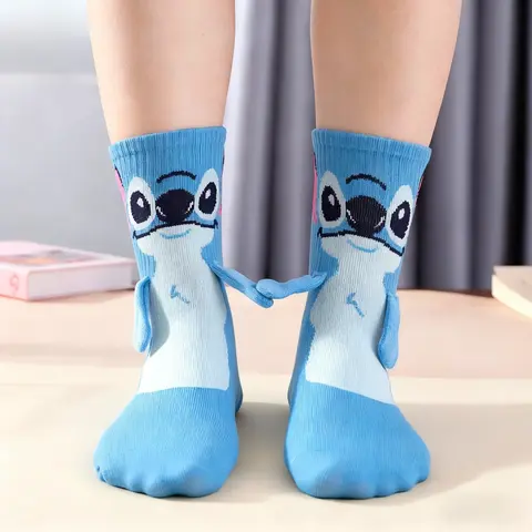 Disney Stitch Crew Socks Kawaii Soft Cotton Blend for Adults Kids Daily Wear Christmas Birthday Gift