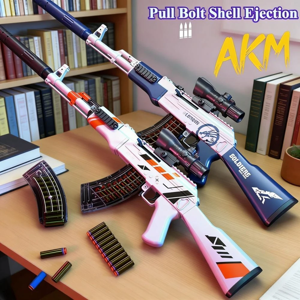 

Игрушечный пистолет AK47 с мягкими пулями, ручная зарядка, штурмовая винтовка для игр на открытом воздухе, идеальный подарок на день рождения для детей.