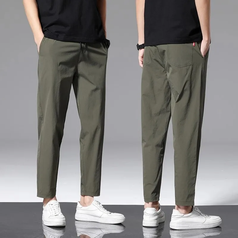 

Qui Dry Thin Summer Casual Pants Men's Loose Straight Leg Versatile Lightweight Faionable Youth Active Sle Nine-Five