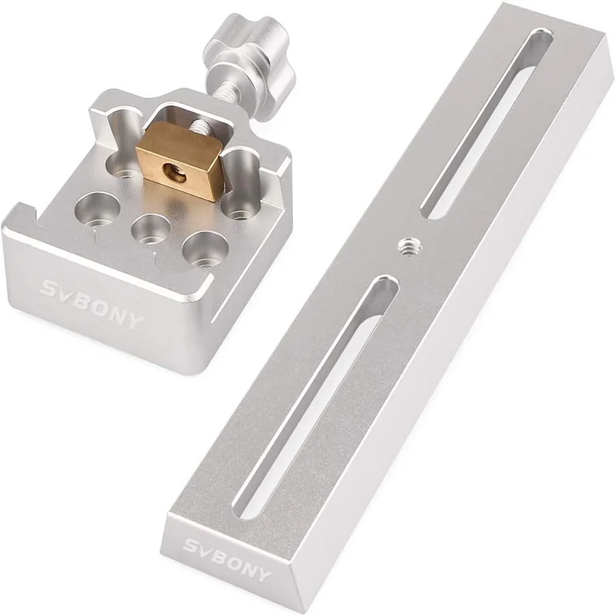 Svbony All Metal Aluminum Universal 8 Bores Silver Dovetail Plate & Dovetail 35mm with Brass Screws for Astronomical Telescope