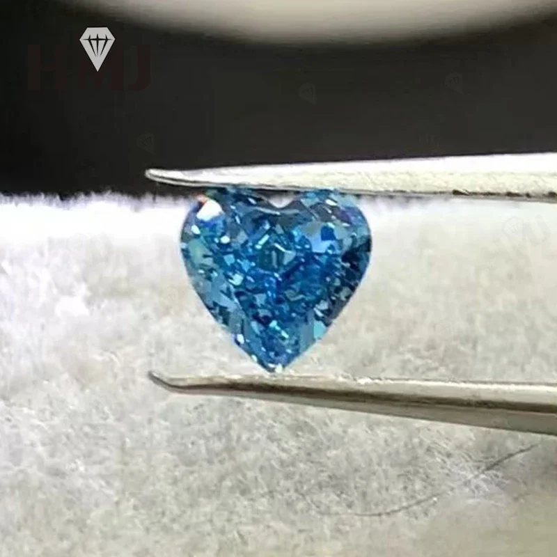 Fancy Vivid Blue Color Lab Grown Diamonds With IGI certificate Heart Shape CVD Laboratory Diamond Wholesales Customize Jewelry