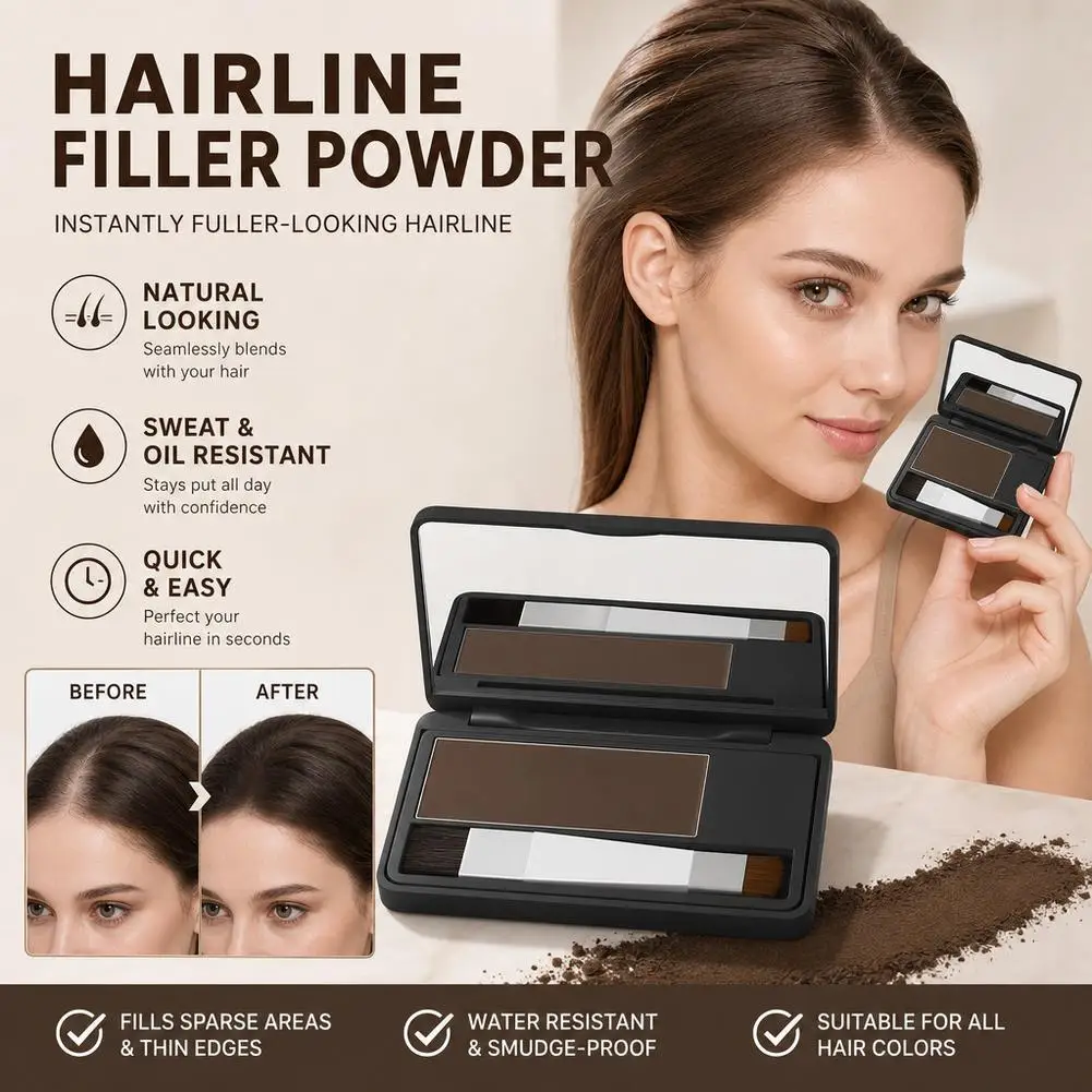 Brown Hairline Shadow Powder Natural Hair Concealer Root Cover Up Fluffy Powder Waterproof Hair Line Fill