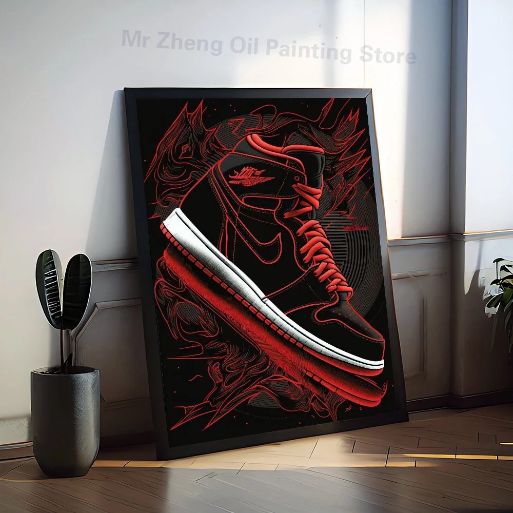 Luxury Fashion Shoes Poster Self-adhesive Art Waterproof Paper Sticker Coffee House Bar Room Wall Decor
