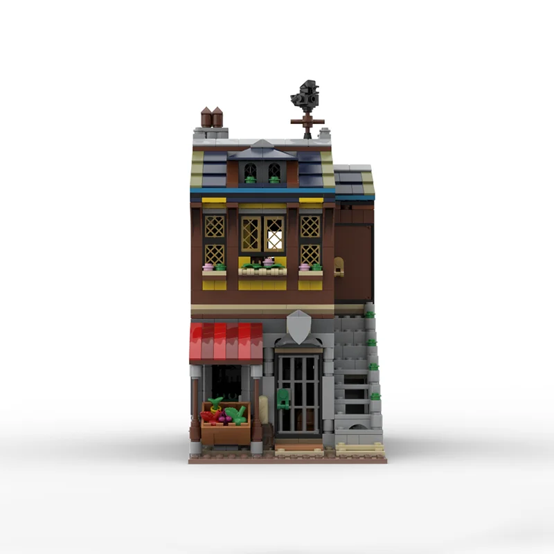 1051 قطعة MOC تاجر القرون الوسطى S منزل وحدات نموذج اللبنات العمارة لتقوم بها بنفسك الطوب الاطفال هدايا عيد الميلاد لعبة عيد الميلاد #2