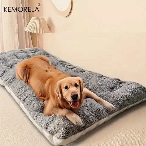 Kemorela extra grande cama de pelúcia para cães, sofá engrossado super macio de poliéster para animais de estimação, caixa para cães pequenos, médios e grandes