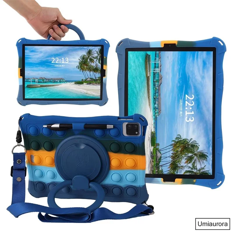 

For Xiaomi Mi Pad 5 6 6S Pro 12.4 Pad7 11.2 Redmi Pad SE 11 inch 10.6 Kids Silicon Bubble Case Hand Ring Stand Strap Cover Funda