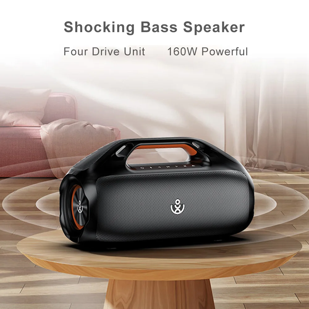 

160W Deep Bass Professional Bluetooth Speaker with 4 Driver Units Stereo Surround BT5.3 Long Endurance Wireless Portable Boombox