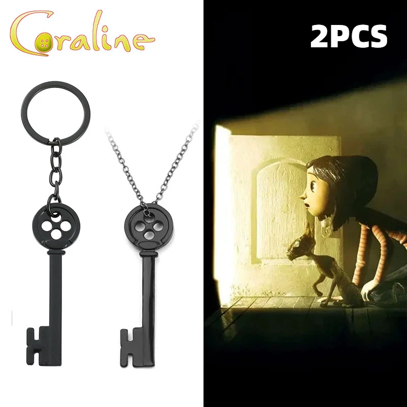 

Movie Coraline & The Secret Door Doll Keychain Necklace Pendants Action Figure Pendant Key Chain Bag Ornament Keyholder Gifts