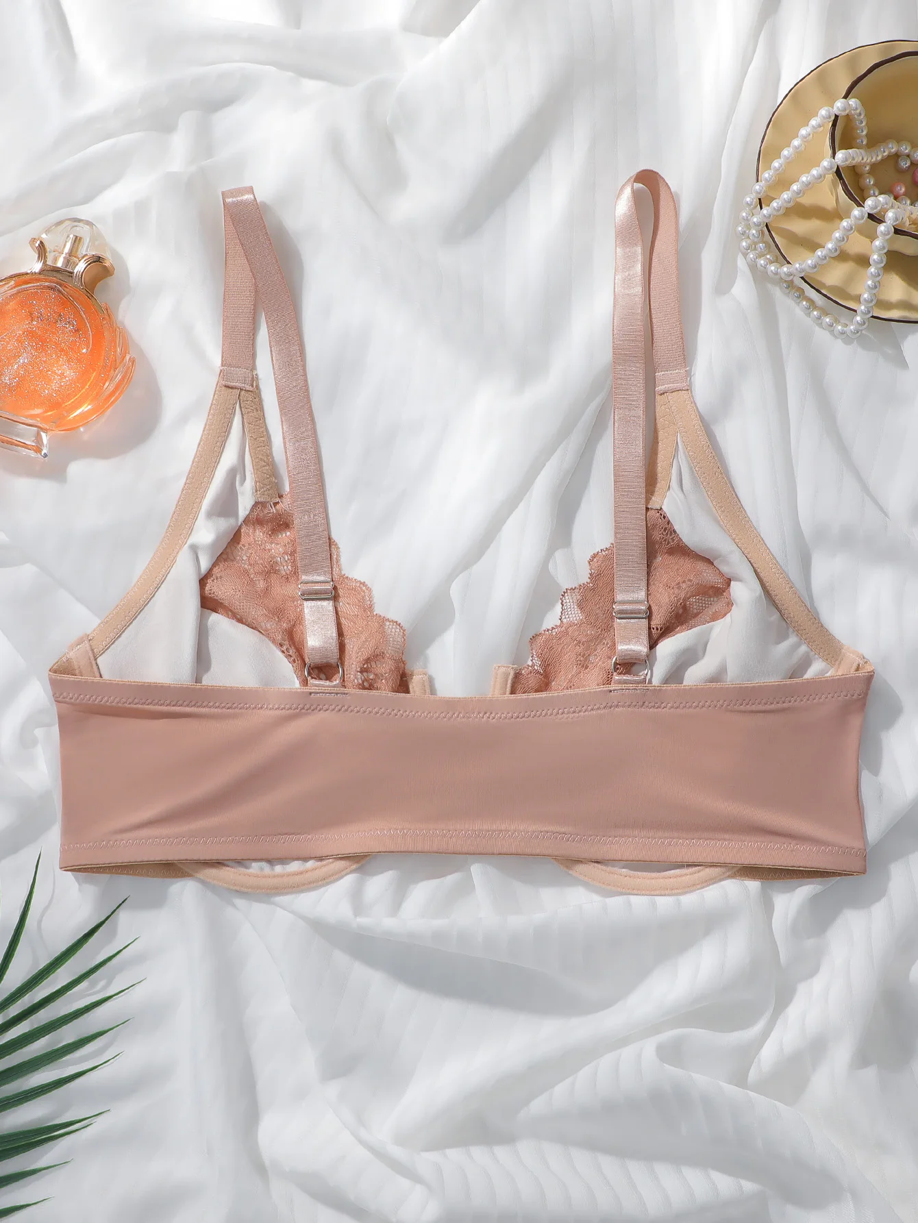 Women's plus size front button bra with lace and steel ring gathered underwear suitable for full figured women 1XL-3XL MR2753
