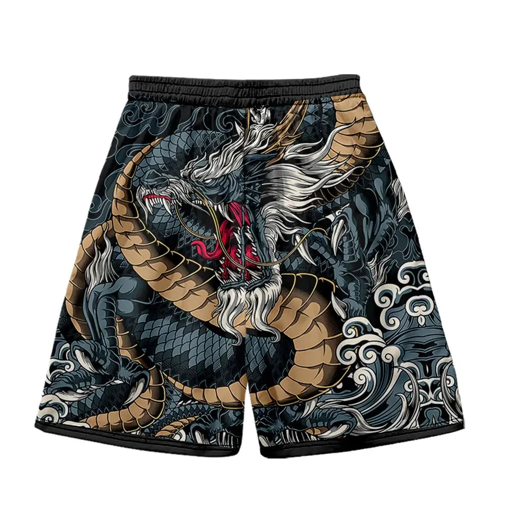 Heiß begehrte Herren-Badeshorts mit orientalischem 3D-Druck, lockere Passform, leichte Hose für Outdoor-Camping und Strand-Outfits