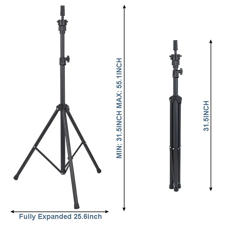 حامل رأس شعر مستعار قابل للتعديل للتدريب على تصفيف الشعر والتجميل 55 حامل رأس عارضة أزياء معدني، حامل ثلاثي القوائم مع ملحقات