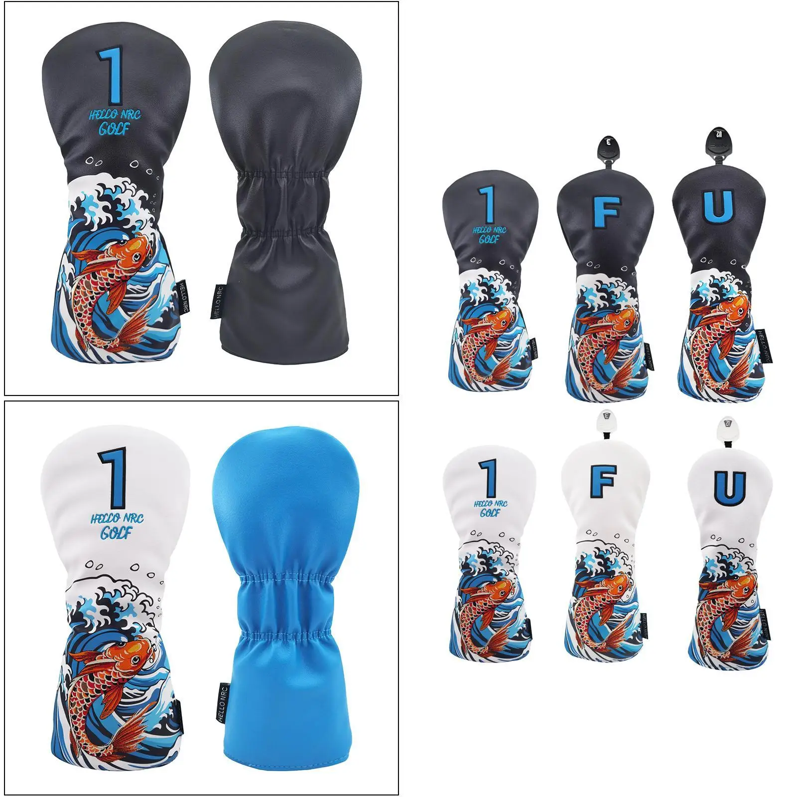 Golf Wood Headcover Protector Long Neck Wrap Anti Scratch Funny Wodoodporny z miękką podszewką Rękaw ochronny Pokrowiec na główkę golfa