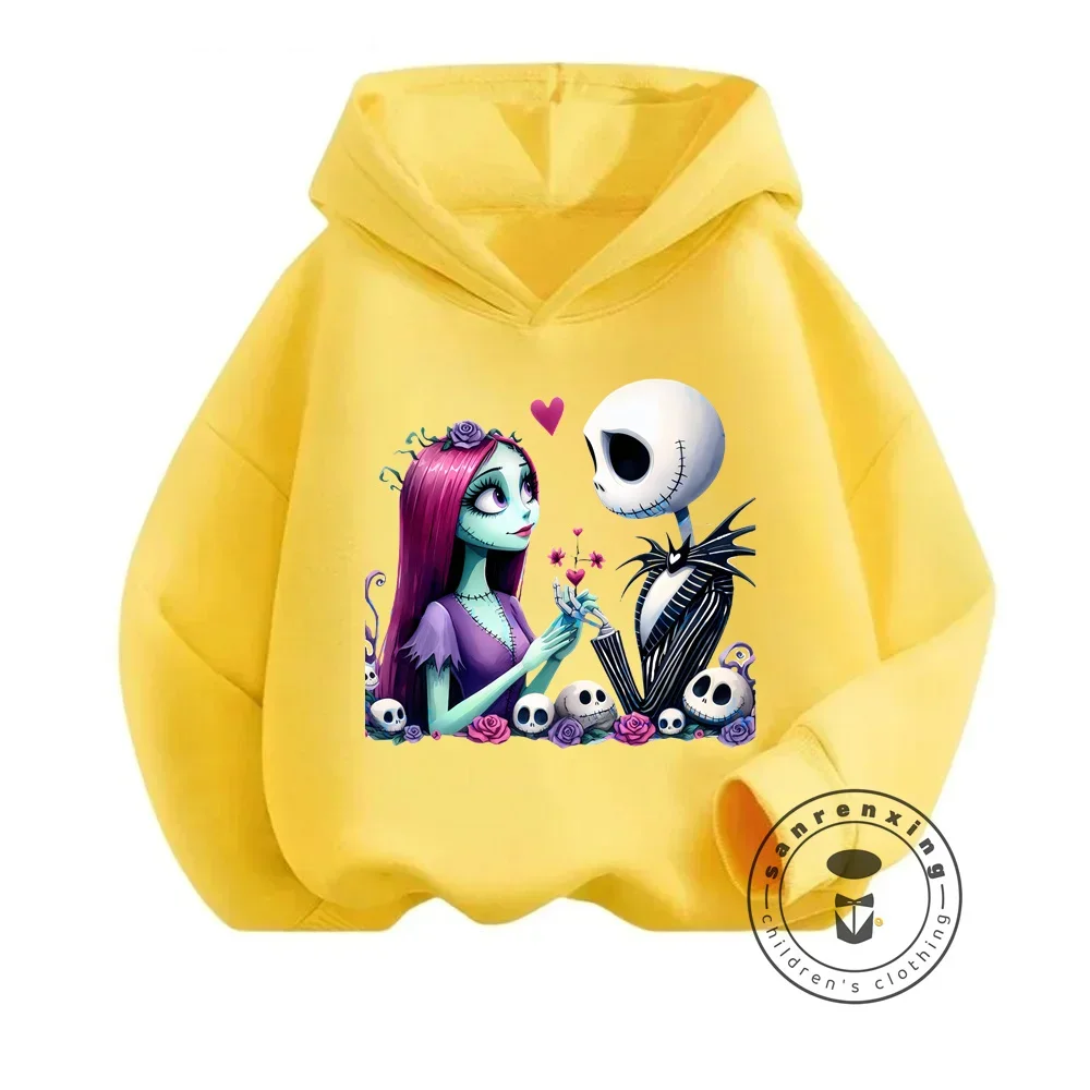 Kid\'s Fashion with The Nightmare Before Christmas Q-Edition Elastic Hoodie Perfect for Boys and Girls in Spring Autumn Season