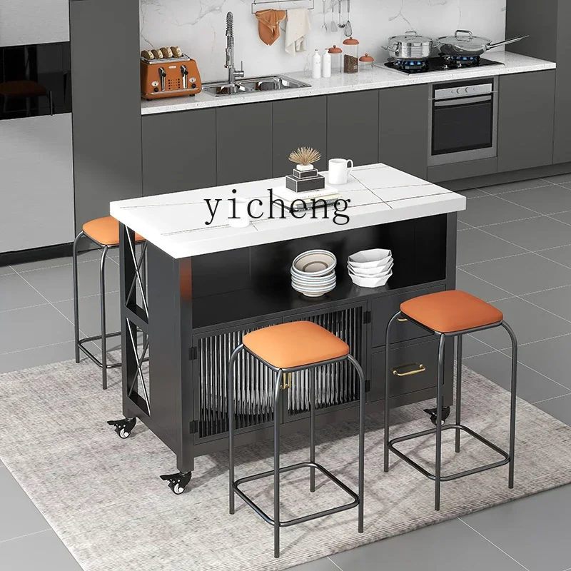 TQH style kitchen Nakajima table removable bar counter cooking table open rock slab side cabinet