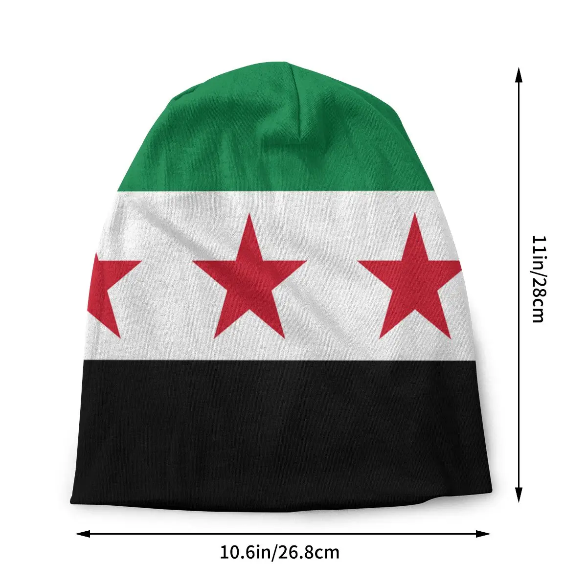 Syrian Arab Republic Three Red Star Syria Flag Slouchy Beanie Trend Winter Warm Skullies Beanies Hat Adult Knitted Bonnet Cap