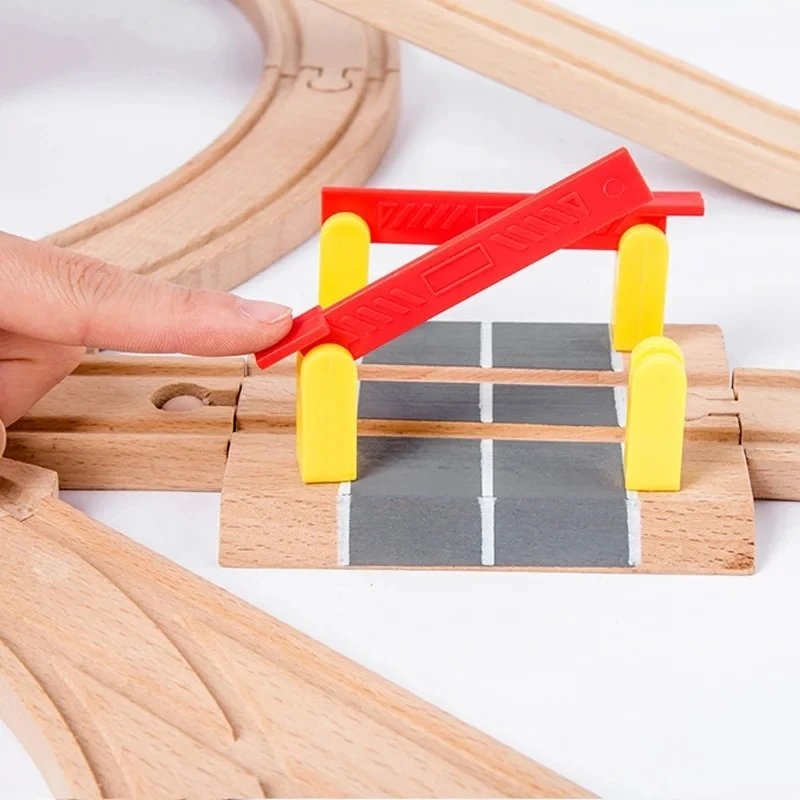 Vías de tren de madera de haya para niños, túnel de puente de madera, apto para pistas de madera, juguetes